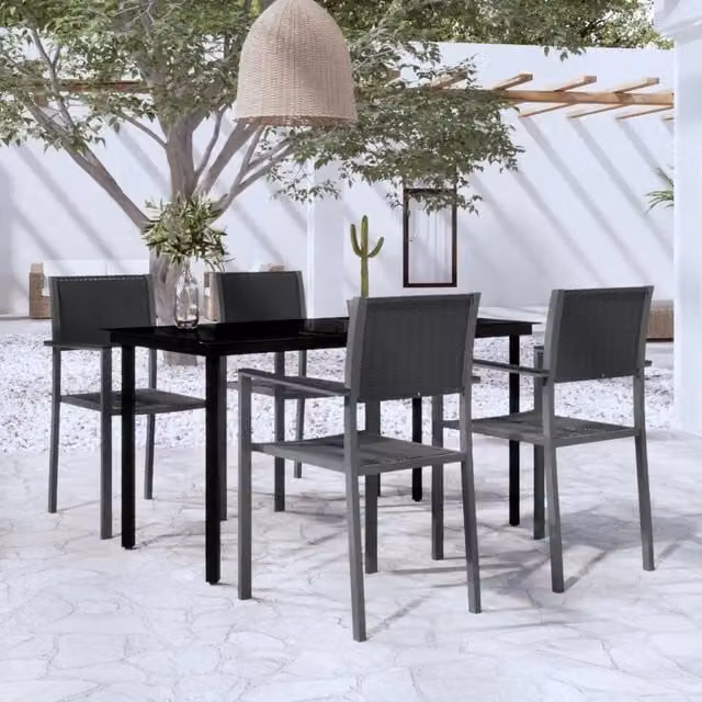 Set da Pranzo da Giardino 5 pz Nero 3099265