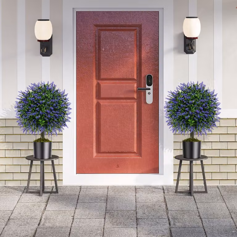 Set di 2 piante di lavanda artificiali da topiaria Costway, colore viola, resistenti al sole per interni ed esterni