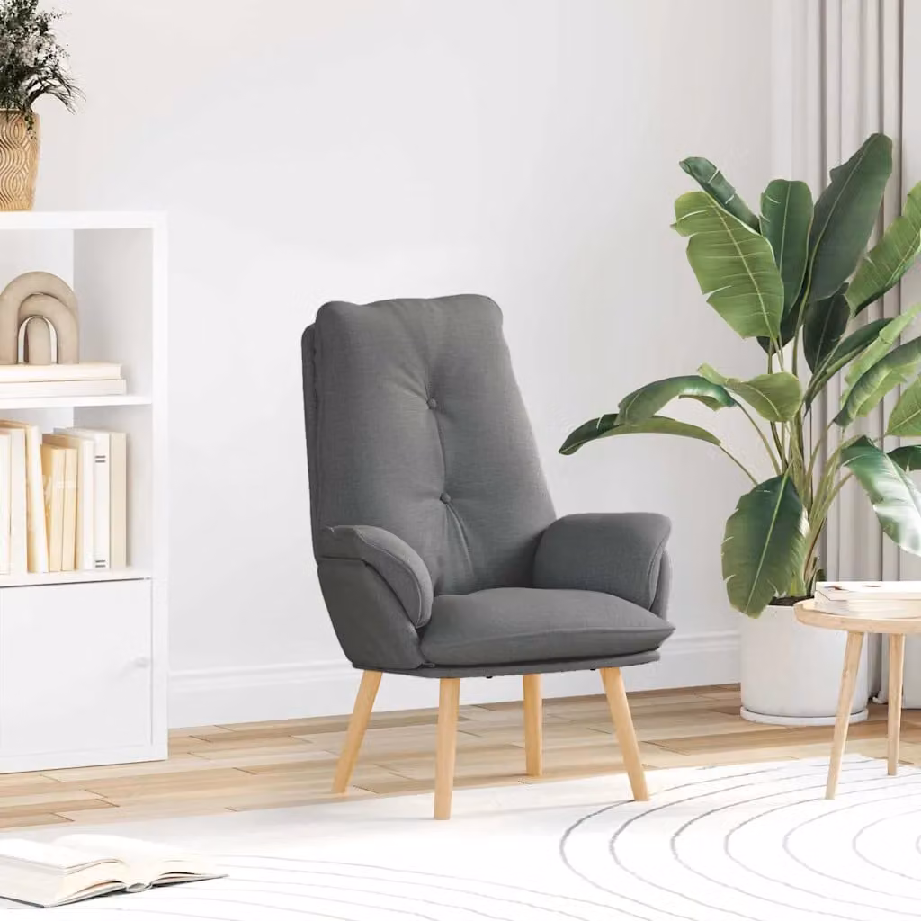 Poltrona moderna vidaXL in tessuto e legno grigio L: 69 cm, P: 74 cm, H: 93 cm