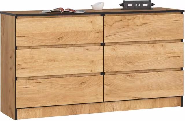 Cassettiera AKORD K140 Quercia Craft 138 cm 6 cassetti 138x40x77 cm