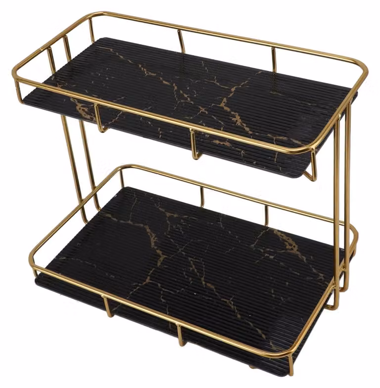 Scaffale a due piani per erbe aromatiche da cucina - Modello a colonna - Colore nero