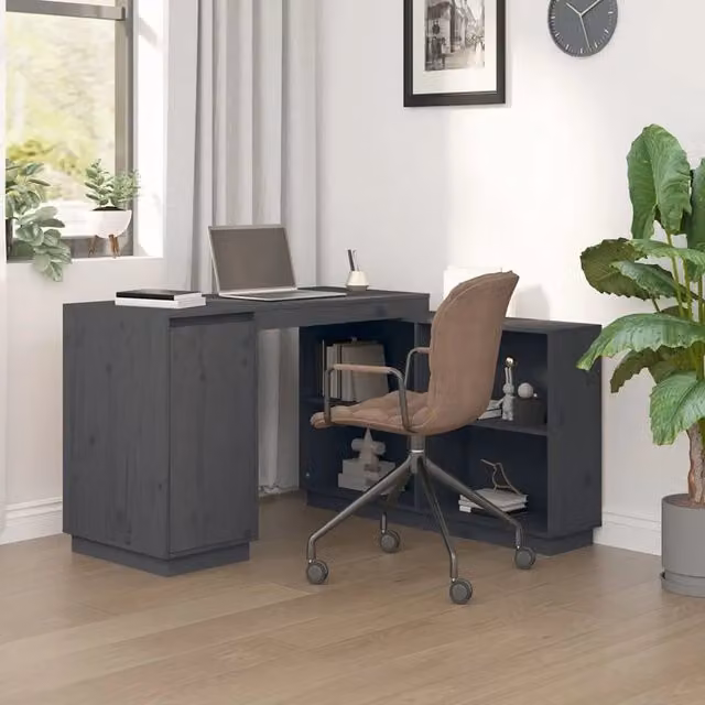 Scrivania da ufficio vidaXL in legno di pino grigio L: 110 cm, P: 50 cm, H: 75 cm – 1