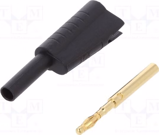 1 connettore, 10A, nero, 30 VAC, 60 VDC, connettori a banana da 2 mm, collegamento a saldare, modello FCR7366B, connettori a banana