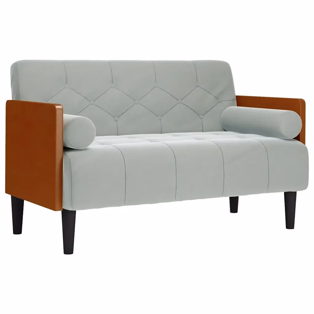 Divanetto moderno vidaXL in tessuto grigio con cuscini, L: 116 cm, P: 74,5 cm, H: 68 cm – 2