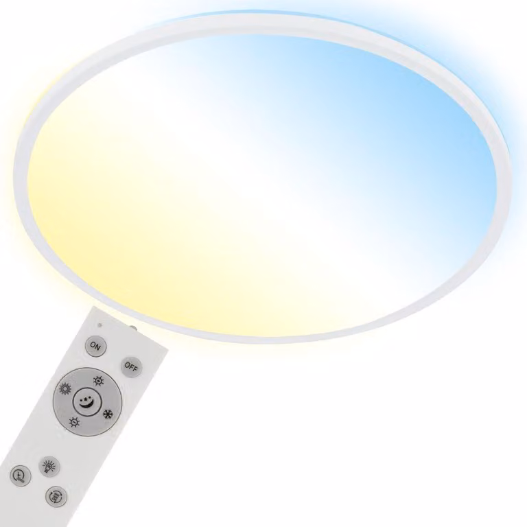 BRILONER - Plafoniera LED CCT, plafoniera LED retroilluminata, ultra piatta, dimmerabile, telecomando, bianco caldo, bianco neutro, bianco freddo, 480x30mm