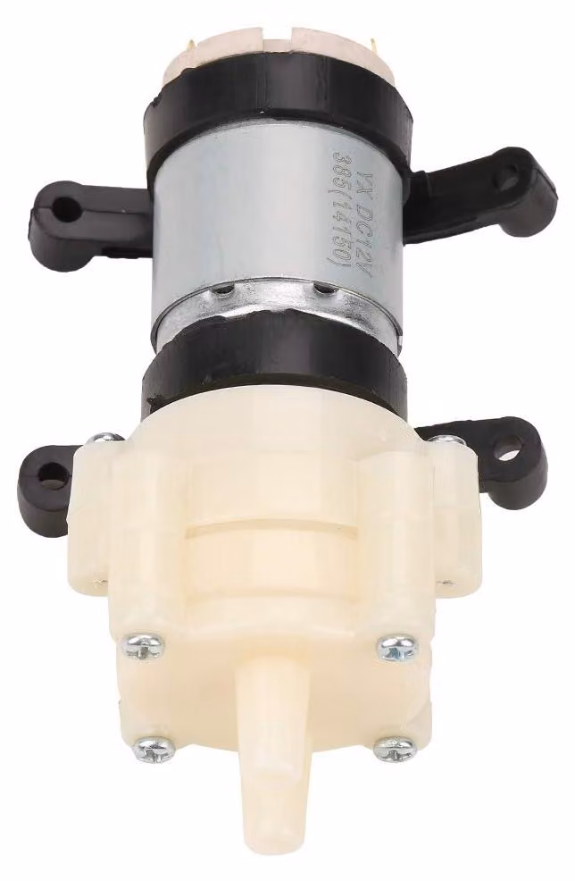 Pompe a membrana a 12V DC, portata da 1,5 a 2,0 l/min, altezza di mandata di 3 m, uscita da 6 mm
