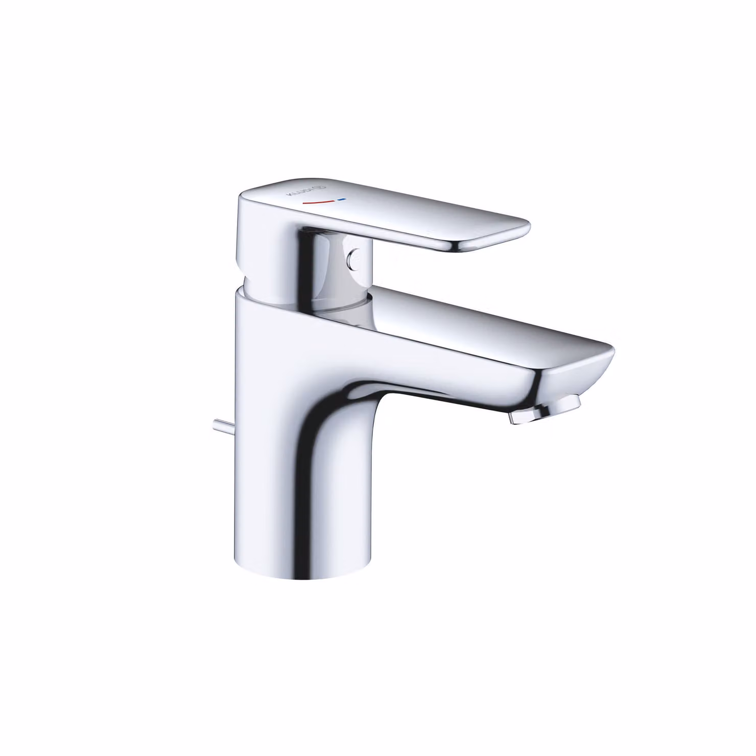 KLUDI PURE&STYLE Mitigeur de lavabo, hauteur de bec 75mm, avec garniture d'écoulement en métal, EcoPlus, 403880575WR4, 403880575WR4