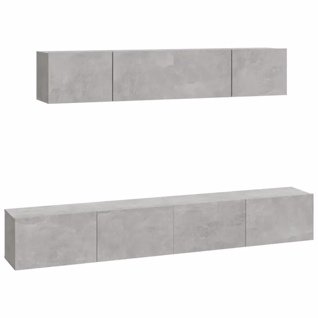 Set di mobili porta TV 4 pezzi vidaXL in legno e MDF grigio con design moderno a parete – 2