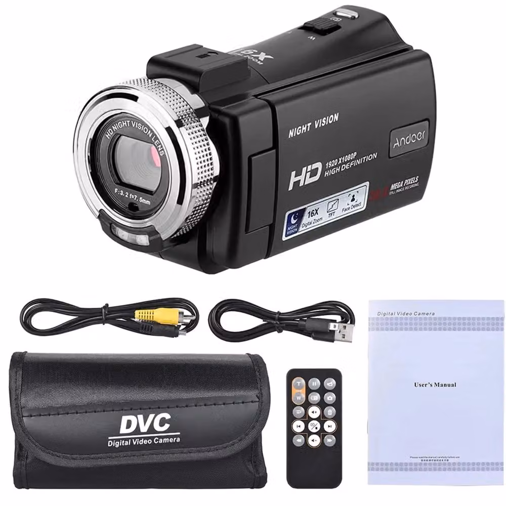 Videocamera Digitale Professionale Andowl 4K DV Compatta con Zoom Digitale 16x e Connessione USB, Colore Nero – 2