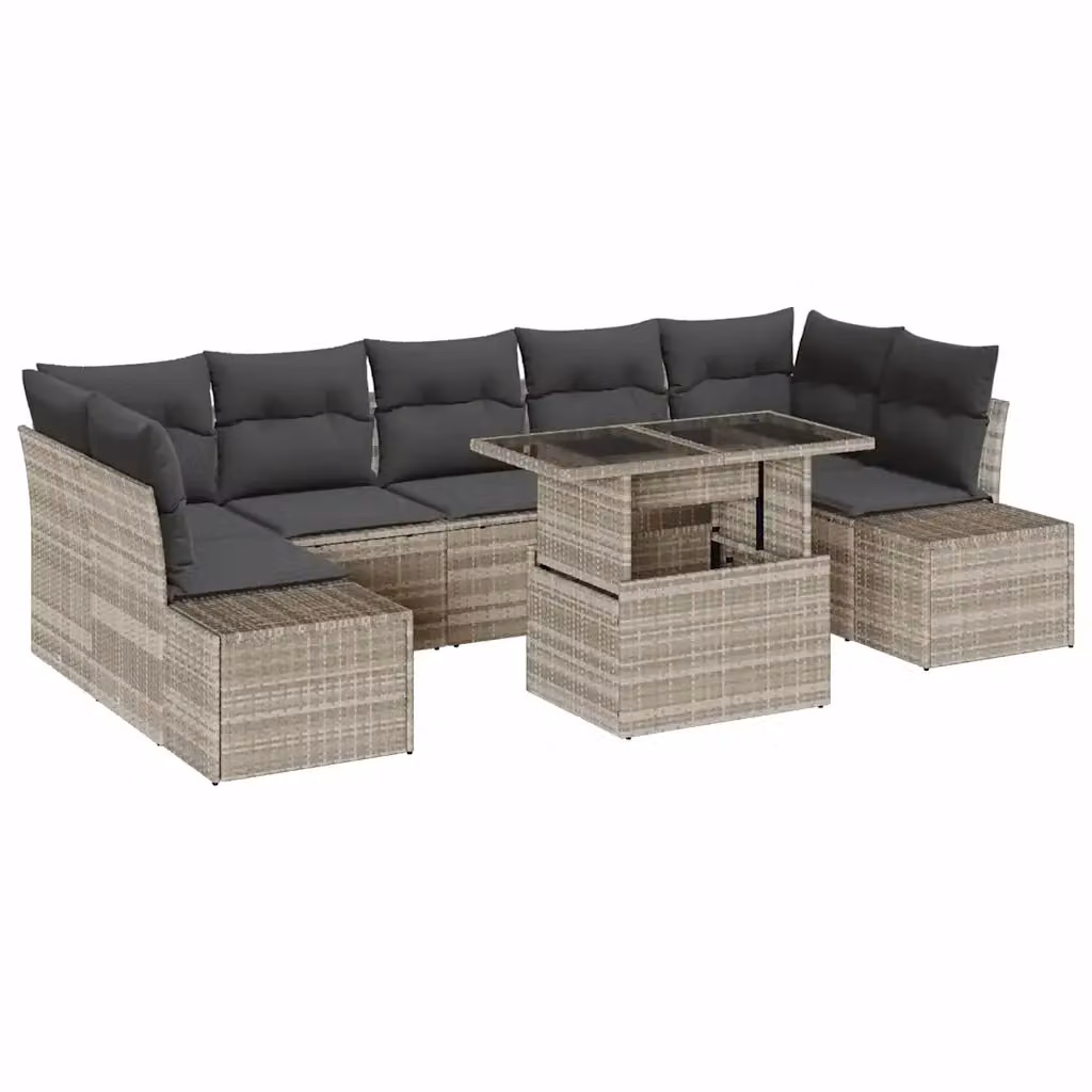 Set Divano da Giardino vidaXL 8 pz a L con Tavolino, Grigio, Struttura in Acciaio e Cuscini Inclusi – 2
