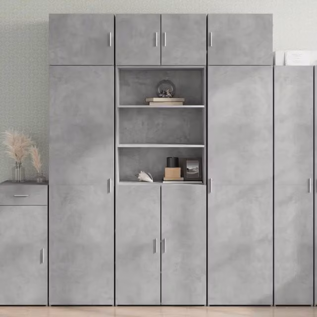 Credenza moderna vidaXL in legno color grigio, sospesa a parete, L: 70 cm, P: 42,5 cm, H: 185 cm