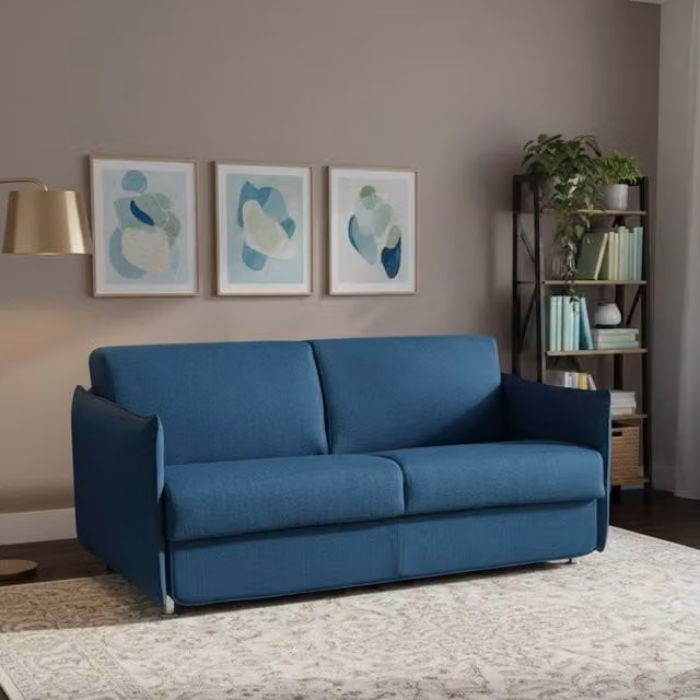 Trovo Divano Letto 2 Posti Sfoderabile Made in Italy Blu L: 180 cm, P: 95 cm