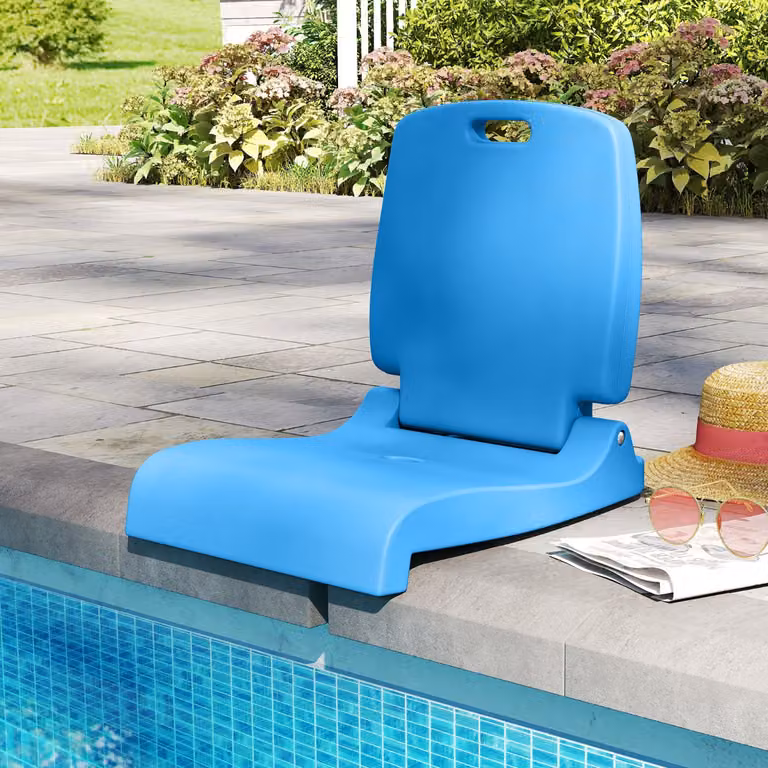 Sedia pieghevole da esterno Costway in textilene blu con maniglia e supporto lombare per giardino e piscina