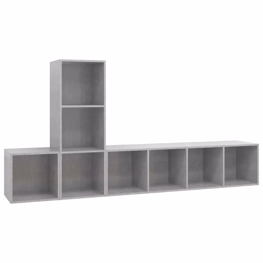 Set di mobili TV da 3 pezzi vidaXL in legno multistrato grigio opaco per soggiorno – 2