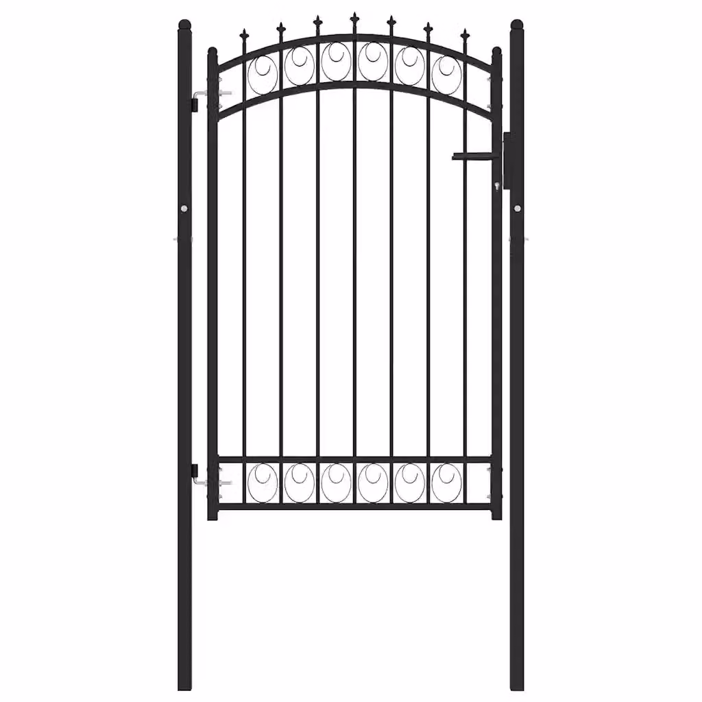 Cancello singolo per recinzione vidaXL con punte in acciaio, colore nero, L: 103 cm, H: 117 cm – 2