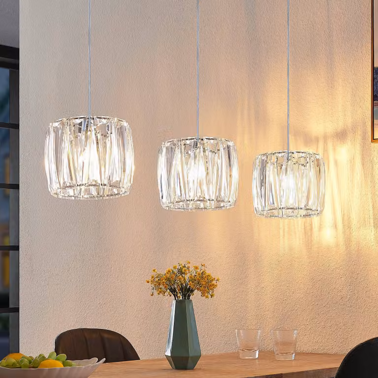 Lampada a sospensione Sofia Lindby, dimmerabile, Chiaro / Trasparente, Soggiorno / Sala da pranzo, Plastica, Lampada a sospensione