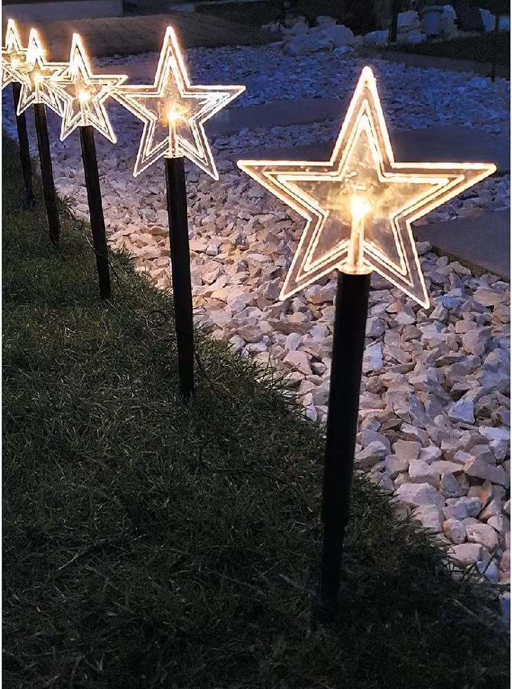 F-H-S bastoncini luminosi a forma di stella, 5 pezzi con scatola per batterie IP44