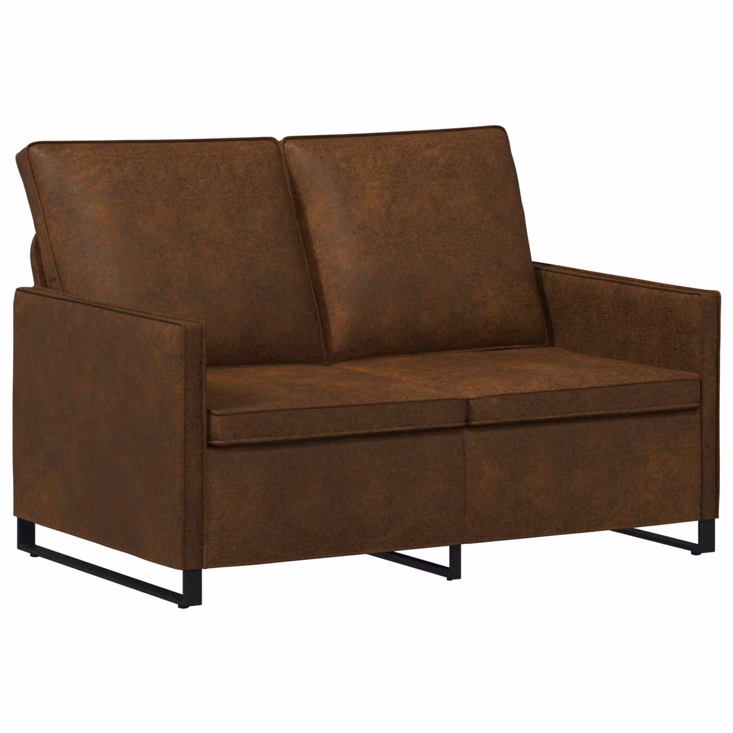 vidaXL Divano a 2 posti moderno in tessuto e similpelle marrone con poggiatesta regolabile L: 130 cm, P: 81 cm, H: 82 cm