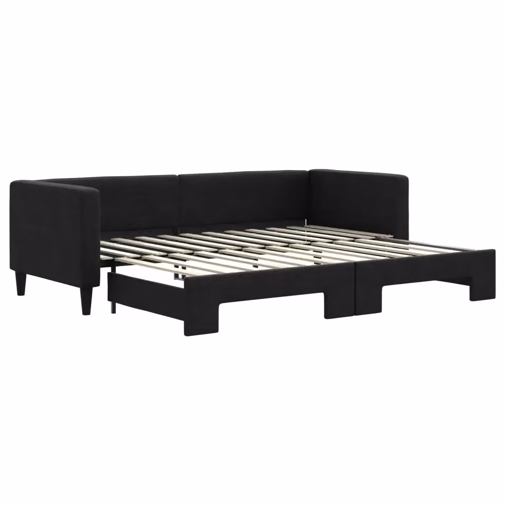 Divano Letto con Letto Estraibile vidaXL in Tessuto Nero per Soggiorno e Camera da Letto L: 223 cm, P: 90 cm, H: 68 cm – 2