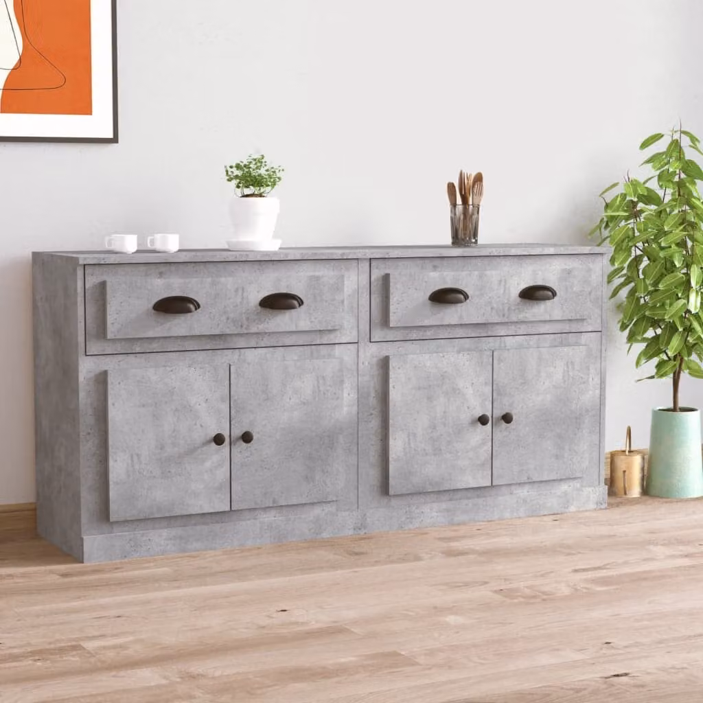 Set di 2 credenze vidaXL in legno e MDF grigio cemento per soggiorno e sala da pranzo L/P/H: 70,0 x 35,5 x 67,5 cm