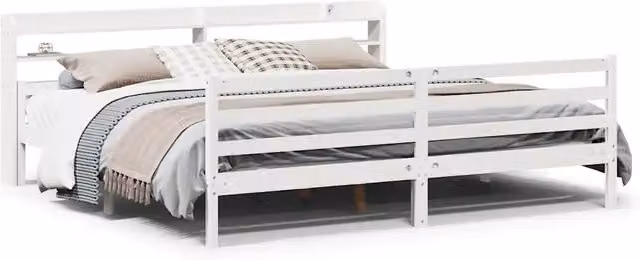 Letto matrimoniale | Letto per adulti | Giroletto con Testiera senza Materasso Bianco 200x200 cm