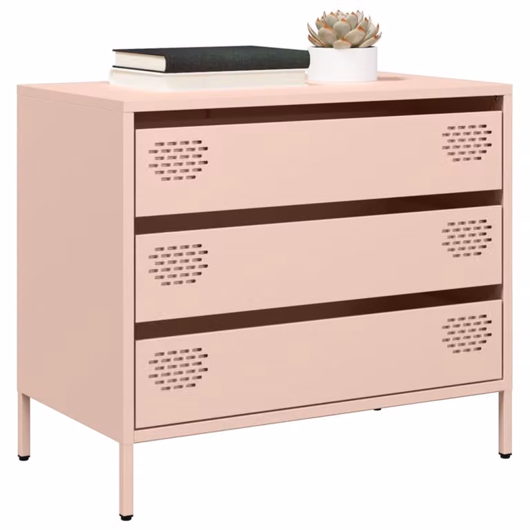 Credenza vidaXL Rosa in Metallo per Soggiorno o Camera da Letto L: 68 cm, P: 39 cm, H: 58,5 cm