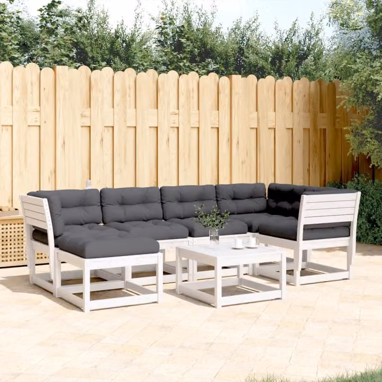 Maison Exclusive - Set Divani Giardino 6pz con Cuscini Bianco Legno Massello Pino