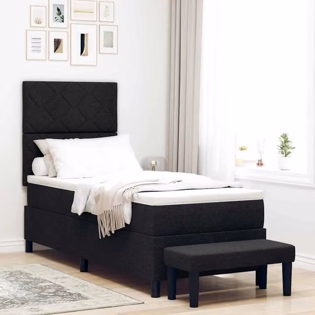 Letto ibrido con molle a tasche e testiera vidaXL in tessuto nero L 200 cm x P 80 cm x H 33 cm – 1