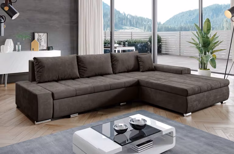 AX LIVING Divano angolare con funzione letto Tunceli Brown - larghezza 297 cm Moderno