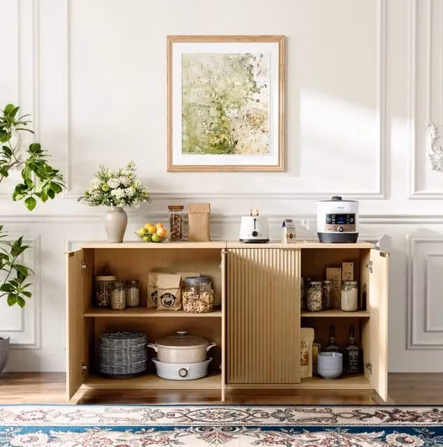 Sideboard moderno in MDF rovere marrone con 2 ante, L/P/H: 80 x 40 x 80 cm