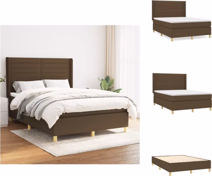 vidaXL Letto a molle con materasso in tessuto marrone scuro 140x200 cm - Letti e strutture letto