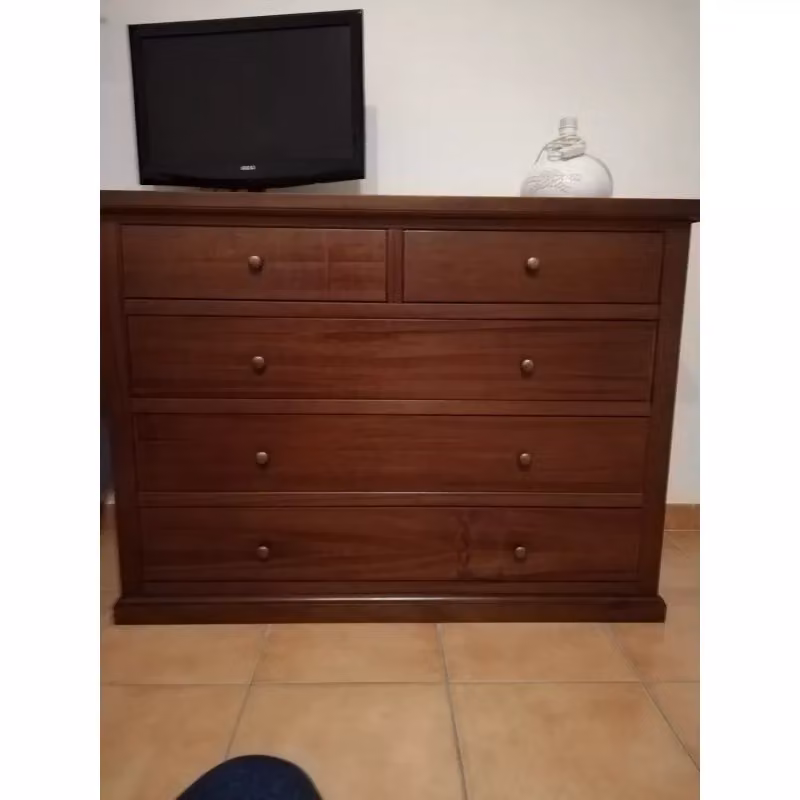Cassettiera in legno stile arte povera Mobili 2G colore noce L: 120 cm, P: 55 cm, H: 90 cm – 2