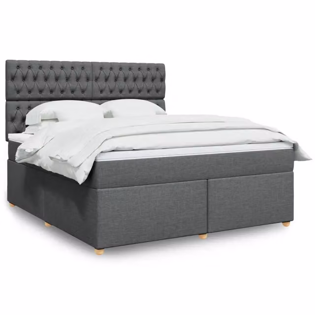 Letto a molle con materasso vidaXL in tessuto grigio e bianco L 180 cm x P 200 cm