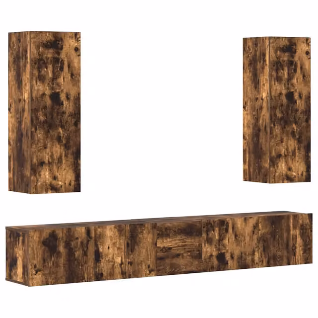 Set di Mobili Porta TV 5 pz | Armadietto TV | Mobile Porta TV Rovere Fumo in Legno Multistrato