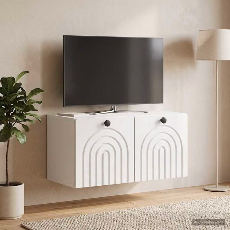 vidaXL Mobile Porta TV da Muro Bianco Lucido L: 59,5 cm, P: 31 cm, H: 30 cm