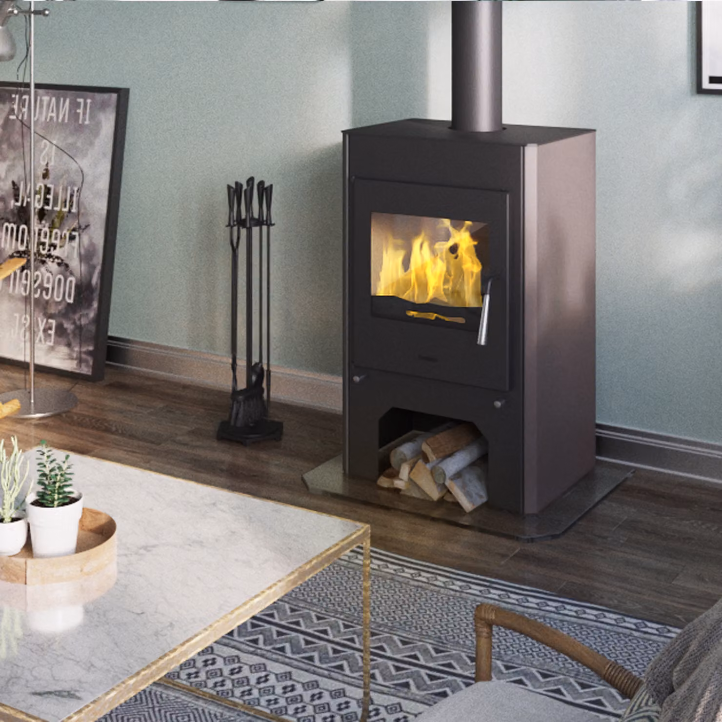 Stufa a caminetto HS Flamingo ESPO III grigio