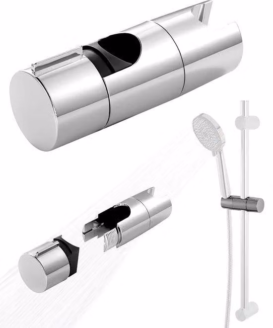 Ibenzoa® Supporto regolabile e girevole per soffione doccia, adatto a tubi doccia con diametro da 19 a 25 mm – realizzato in ABS cromato, con guarnizioni in resina, montaggio senza utensili e senza foratura