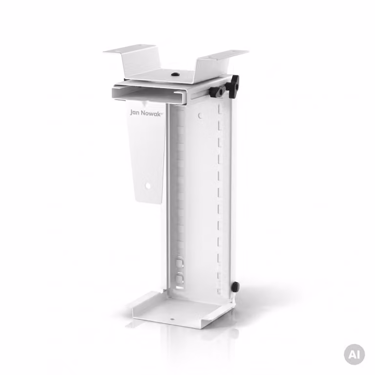 Supporto regolabile per computer da fissare sotto la scrivania, in metallo, colore bianco: PC HOLDER