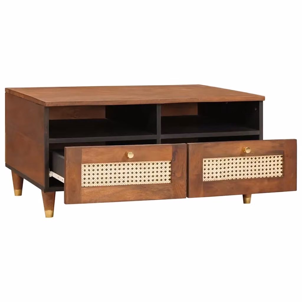Tavolino da salotto moderno vidaXL in legno di mango marrone L: 80 cm, P: 54 cm, H: 40 cm – 2