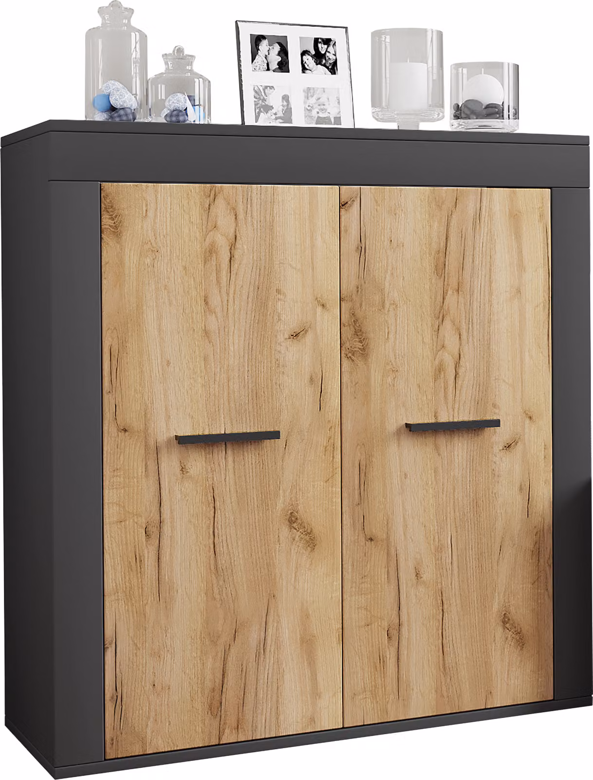 Cassettiera in legno | Tavolino con ante girevoli | Dimensioni ca. H. 89 x W. 80 x D. 35 cm - Usilo