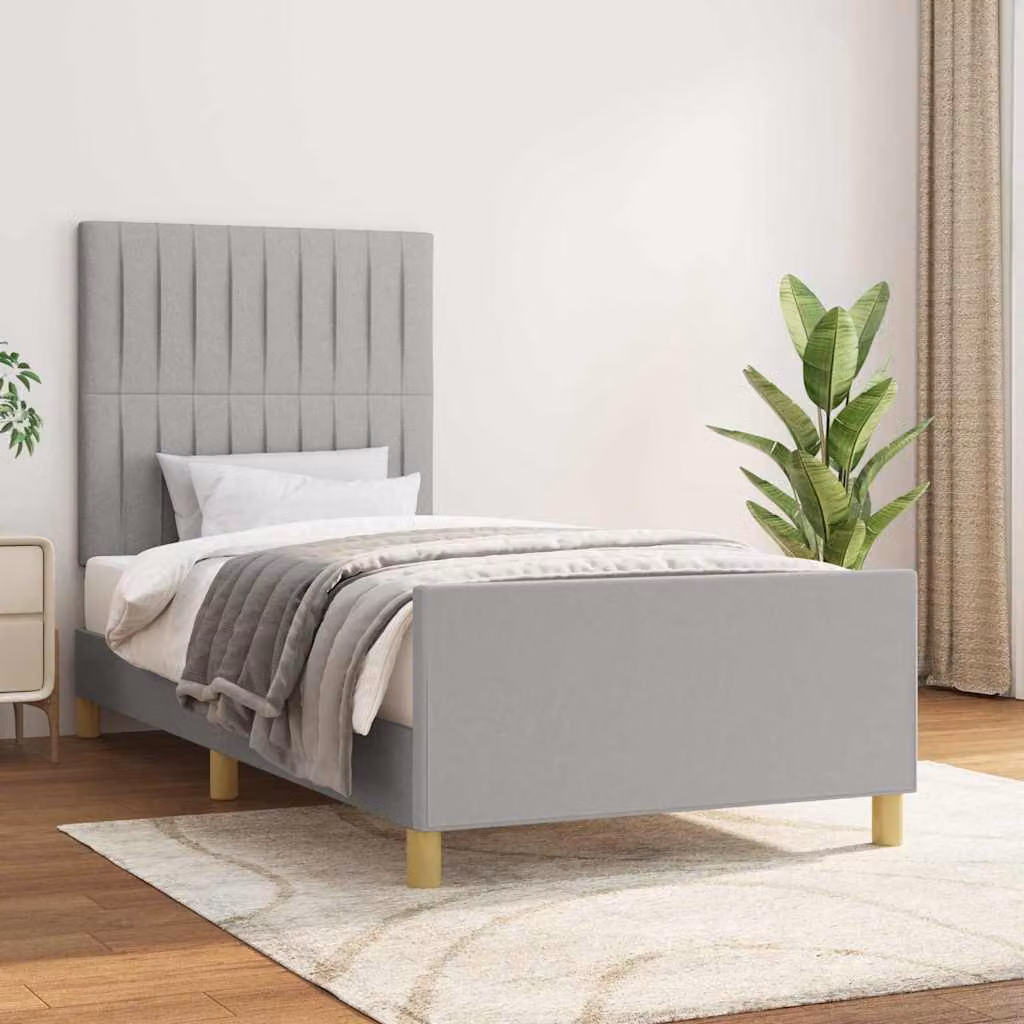 vidaXL Giroletto in legno di larice con struttura imbottita in tessuto Grigio Chiaro L/P/H: 190 x 90 x 33 cm