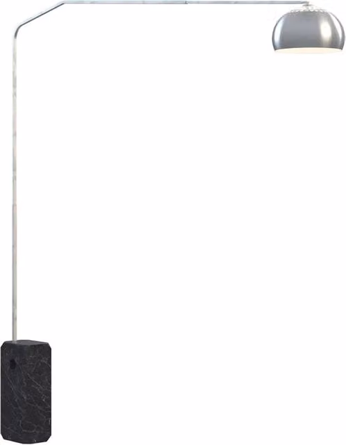 Piantana Contemporanea Slope Marmo Nero Metallo Cromo 1 Luce E27