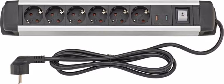 Presa di corrente a 6 vie H05VV-F3G1,5 1,6 m alluminio FORTIS