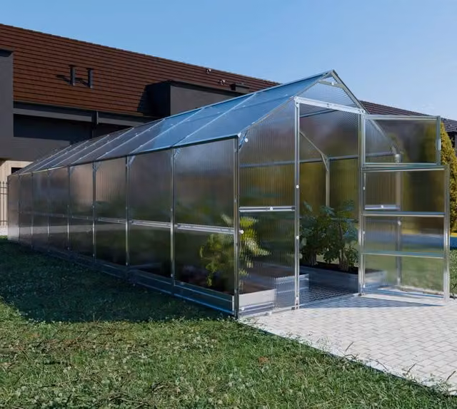 Serra da giardino KLASIKA BERNARD con rivestimento in policarbonato trasparente, L: 8 m, P: 2,35 m – 1