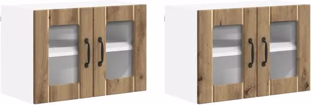 Set di 2 pensili da cucina moderni ed essenziali 60 x 31 x 40 cm in legno ingegnerizzato rovere artigianale 02_0054003