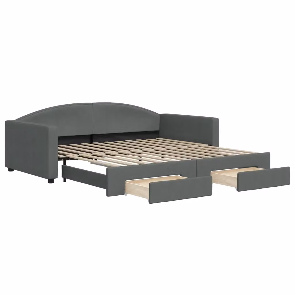 Divano Letto Estraibile con Cassetti vidaXL in Tessuto Grigio per Soggiorno e Camera da Letto L/P: 100 x 200 cm – 2
