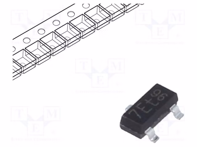 5x Transistor: PNP, tipo SOT23, MMBTA92.215. Transistor bipolari PNP, montaggio superficiale (SMD), potenza massima 250mW, tensione massima 300V, corrente massima 0,1A