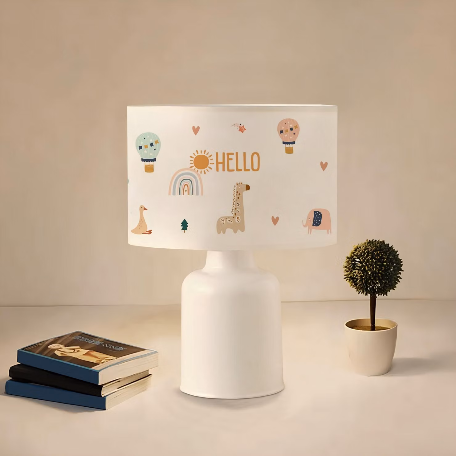 Opviq, lampada da tavolo di alta qualità, 1 attacco E27, 32 cm, 50% plastica, 50% tessuto