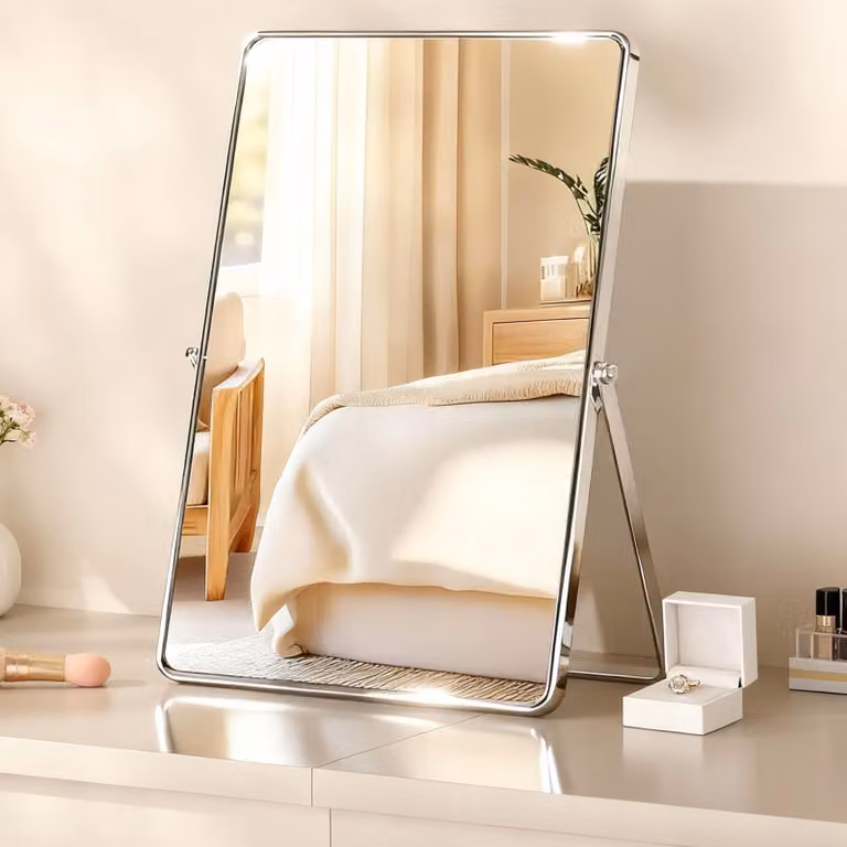 Omgoods - Specchio da trucco da appoggio, con base - Perfetto per bagno e camera da letto