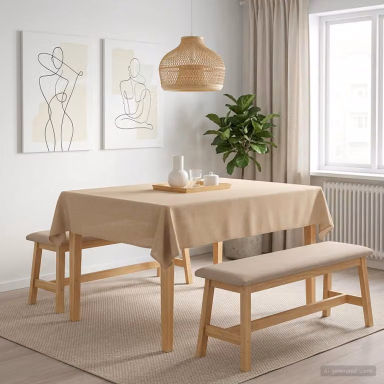 Set di 5 tovaglie rettangolari vidaXL beige in poliestere idrorepellente e antimacchia, L 110 cm x P 140 cm